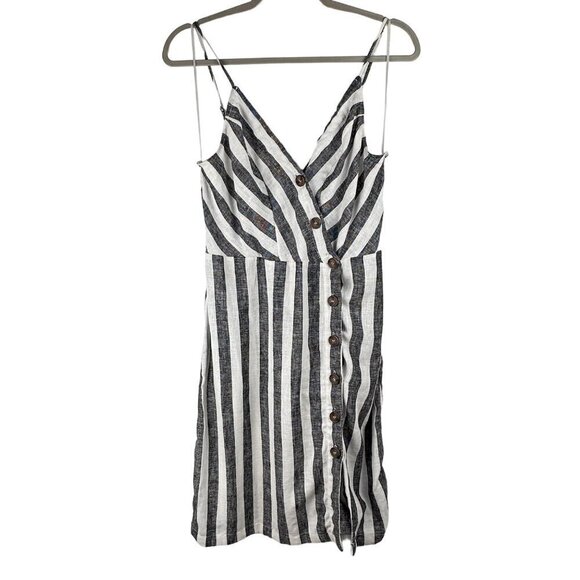 Love Tree Dresses & Skirts - NWT Infinity Raine Love Tree Linen Button Up Stripe V Neck Dress, Size M